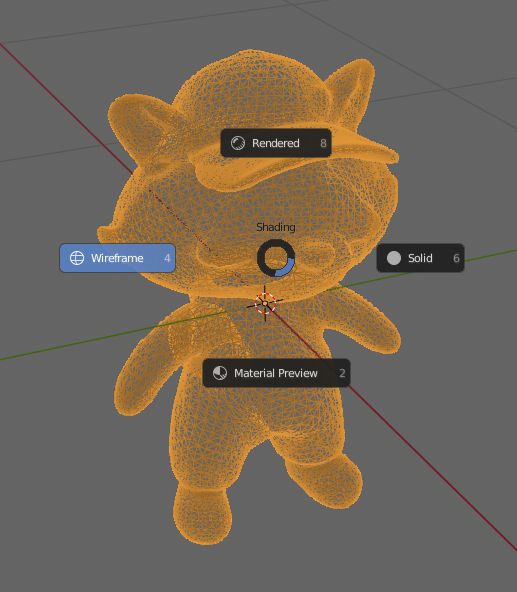 3D-Modell-Ergebnis in Blender Wireframe-Ansicht