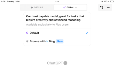 Screenshot ChatGPT iOS App